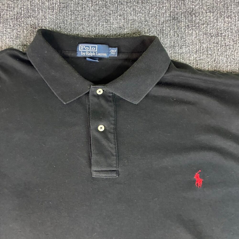 Polo Ralph Lauren Men’s 2XLT Tall Black Polo Shirt Red Pony 100% Cotton